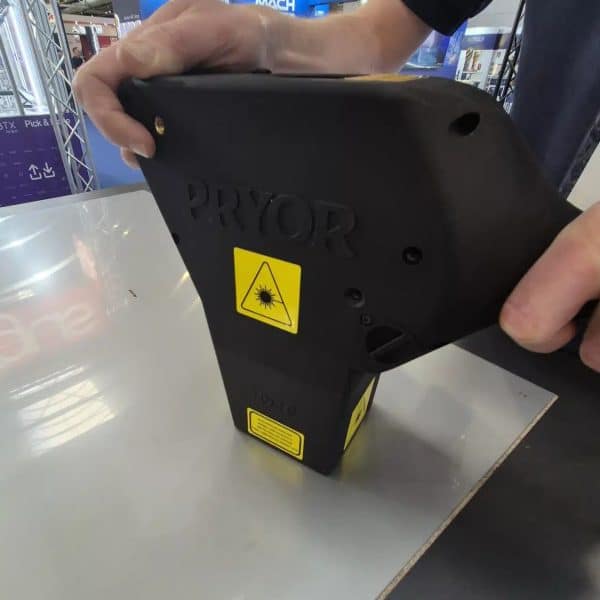 Our portable laser marking machine in use.