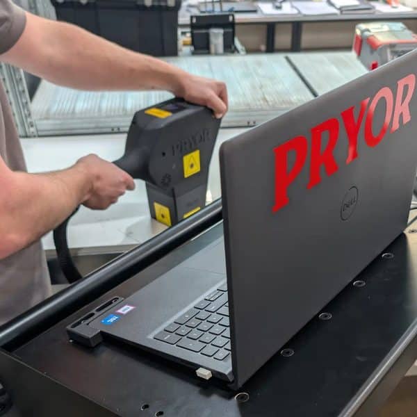 The Pryor Portable Laser Marking Machine marking products